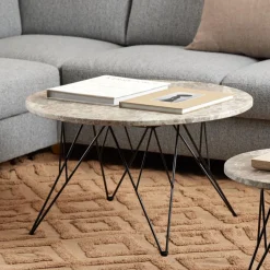Ronde Salontafel Nadia Marmer, kleur Grijs/Bruin