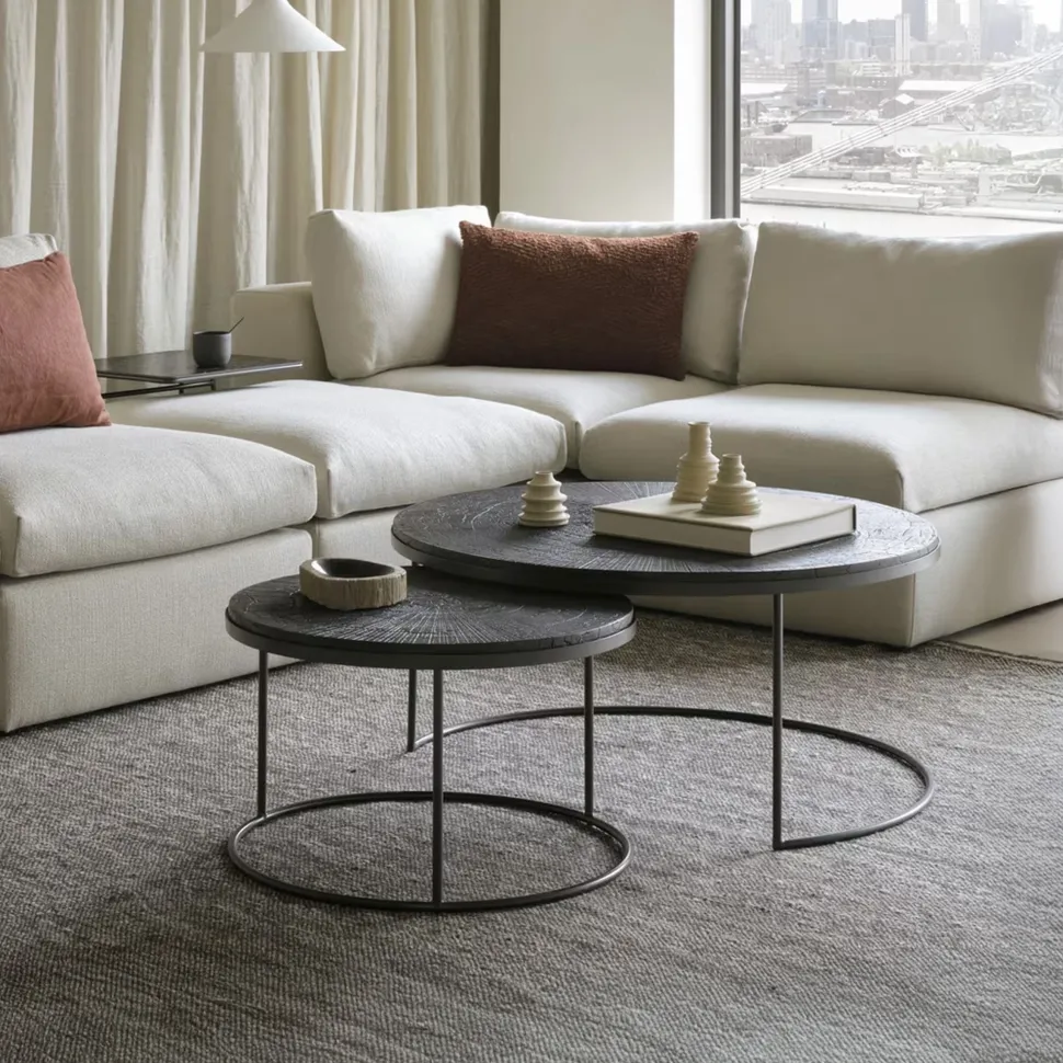 Ronde Salontafel Nesting Minerals, Set van 2 stuks, kleur Slice Umber