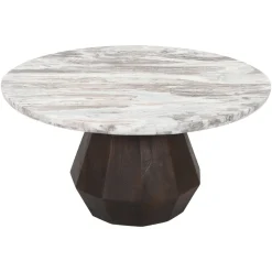 Ronde Salontafel Oberoy Marmer en mangohout, 80cm