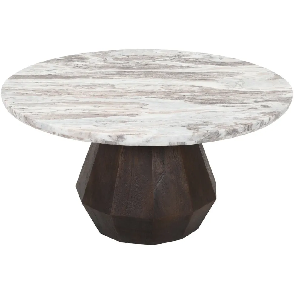 Ronde Salontafel Oberoy Marmer en mangohout, 80cm