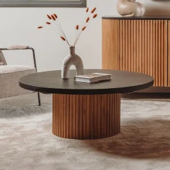 Ronde Salontafel Palazzo Teakhout en mineraal stucwerk, 100cm