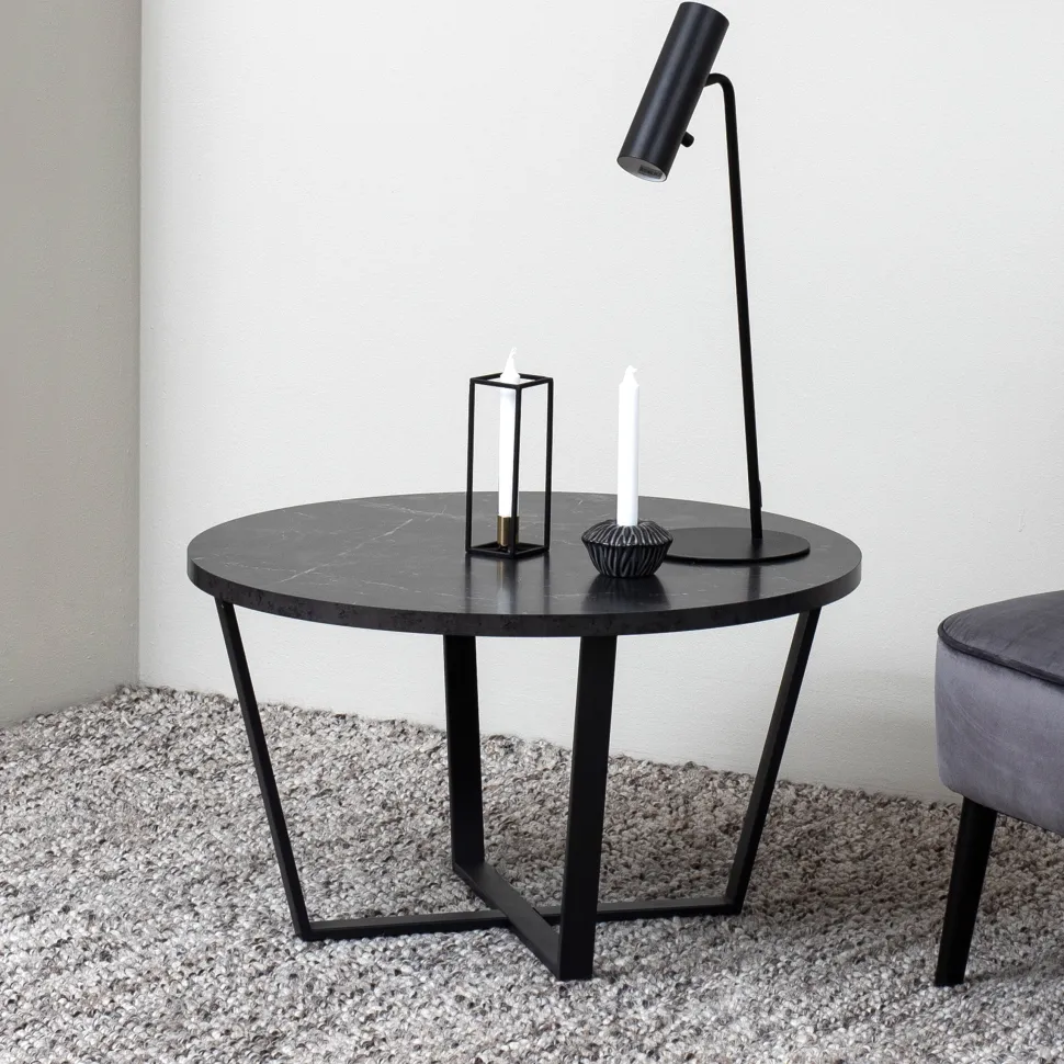 Ronde Salontafel Per Zwart Marmerlook, Ø77cm