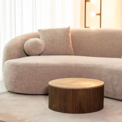 Ronde Salontafel Ribble Travertin en hout