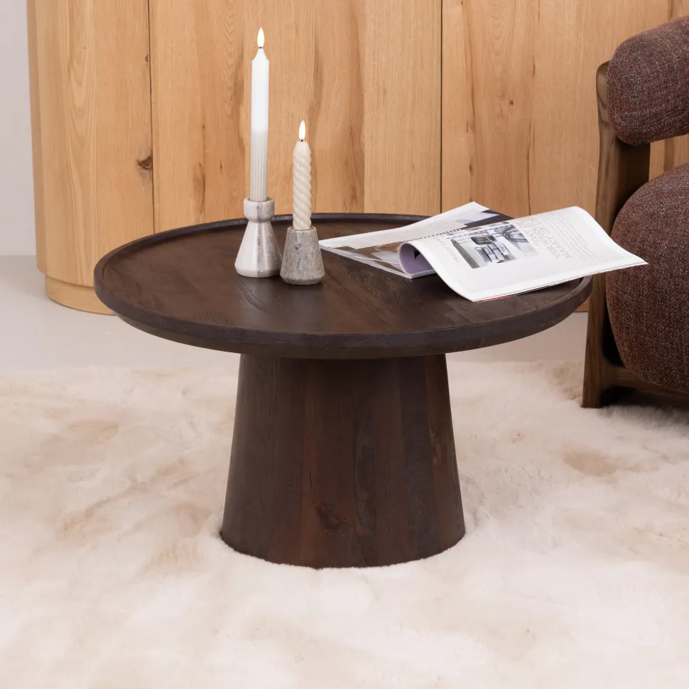 Ronde Salontafel Ron Mangohout, kleur Bruin