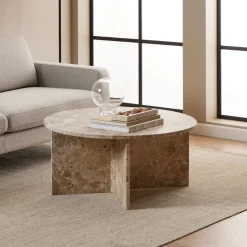 Ronde Salontafel Shaunika Marmer, 90cm