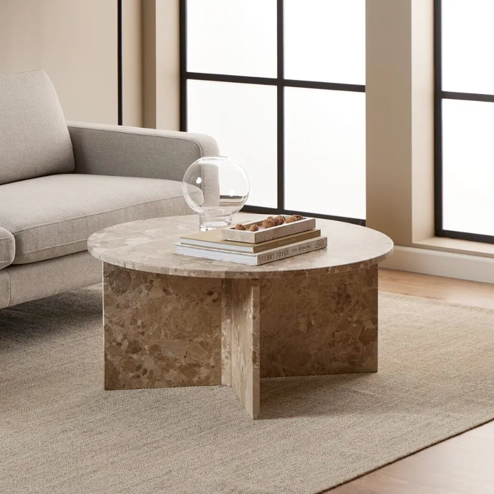 Ronde Salontafel Shaunika Marmer, 90cm