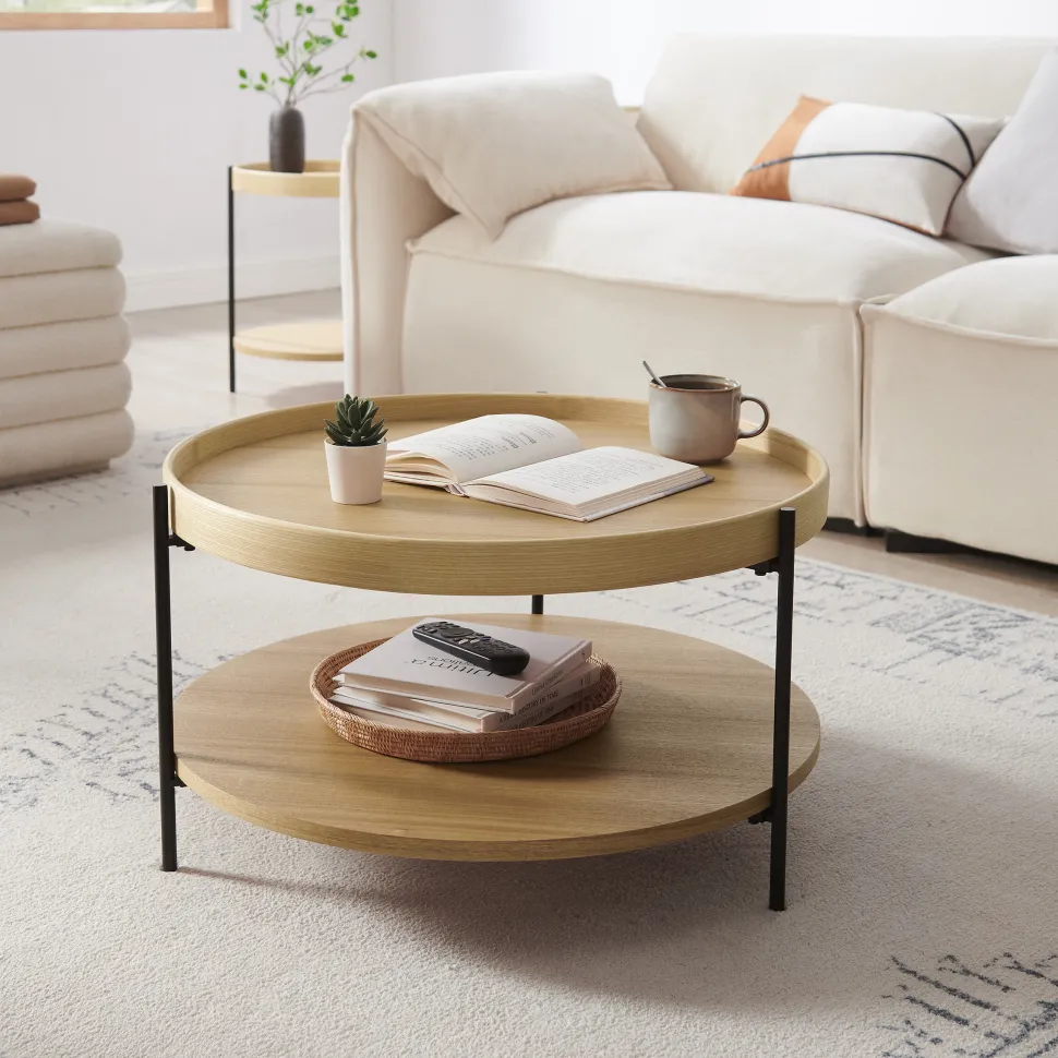 Ronde Salontafel Sylver MDF en metaal, 69cm