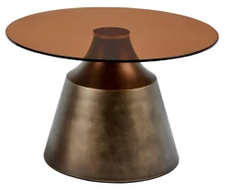 Ronde Salontafel Tameeka Glas en brons staal, 70cm