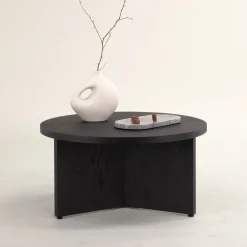 Ronde Salontafel Tammera MDF, kleur Zwart