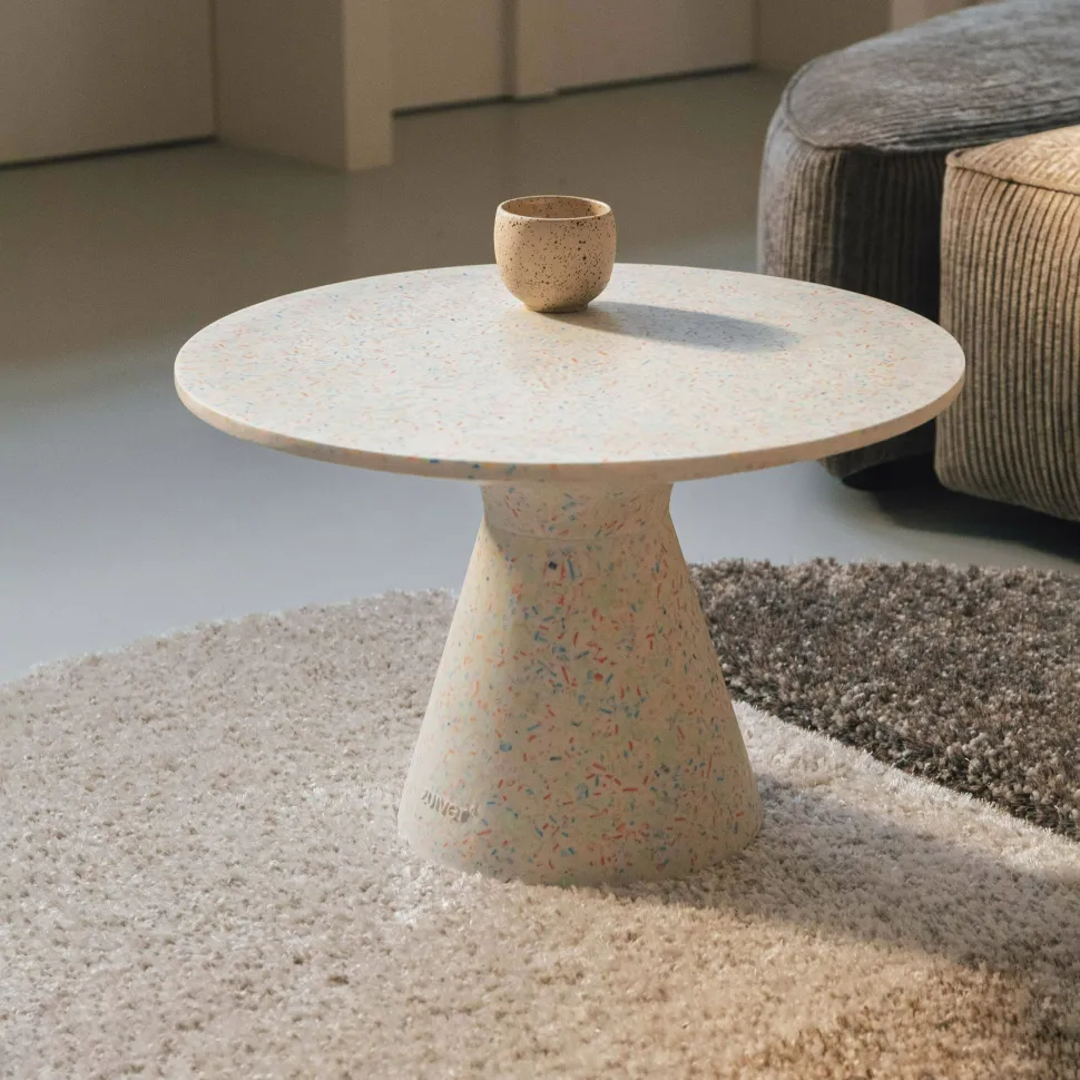 Ronde Salontafel Victoria Terrazzo, 50cm, kleur Wit