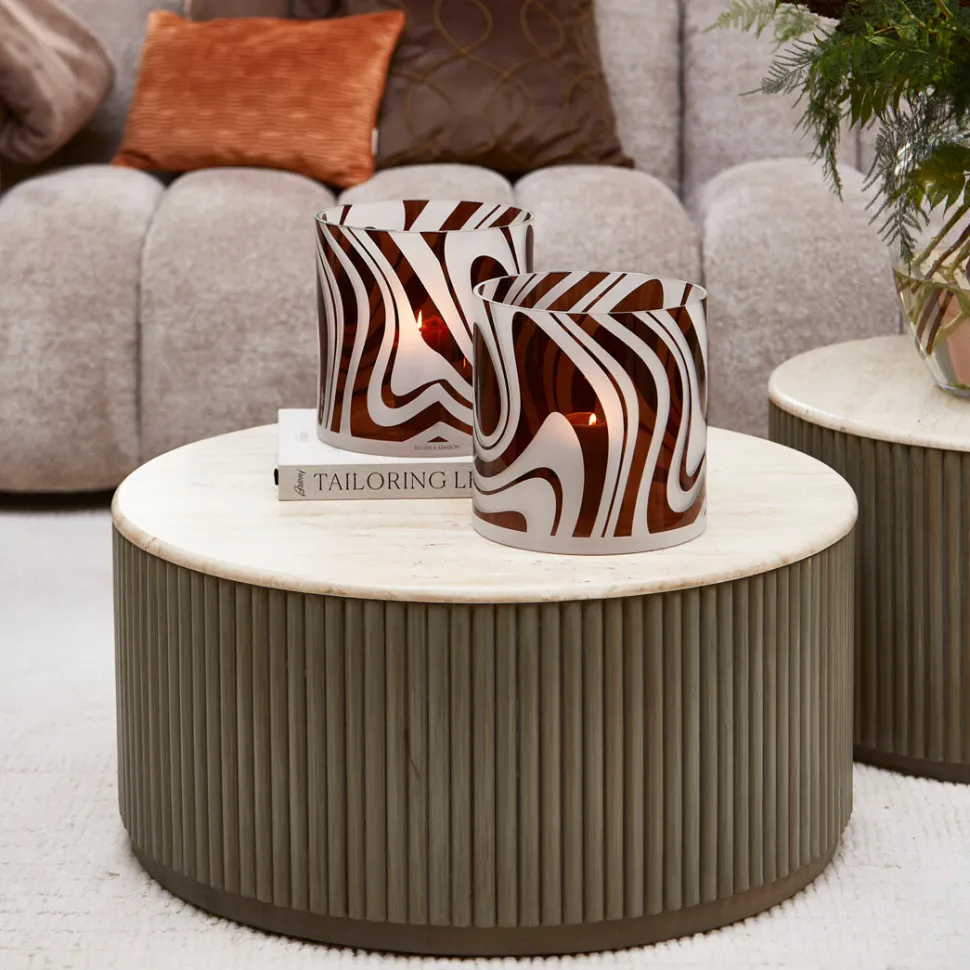 Ronde Salontafel Villanova Travertin en mangohout