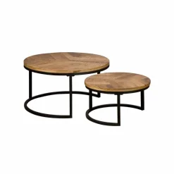 Ronde Salontafel Viola Mangohout, Set van 2 stuks