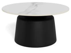 Ronde Salontafel Waleed Keramiek, 70cm, kleur Wit/Zwart