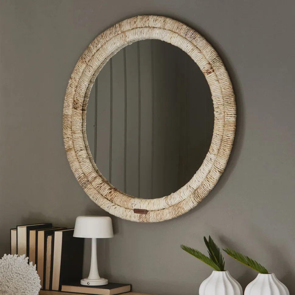 Ronde Spiegel Marisol Bananenblad, 80cm