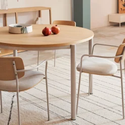 Ronde Uitschuifbare Eettafel Montuiri Eiken, 120 - 200 x 120cm