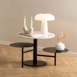 Salontafel / Bijzettafel Saprina Marmer en staal, Met 3 bladen, kleur Wit