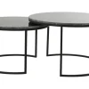 Salontafel Alfio Set van 2 stuks, bruin marmer+zwart