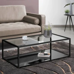 Salontafel Blackhill Glas met zwart frame