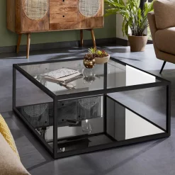 Salontafel Blackhill Glas met zwart frame