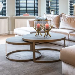 Salontafel Bloomingville Segrijn / Mat goud, Set van 2 stuks