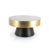 Salontafel Bunga 75cm zwart/goud met glazen blad