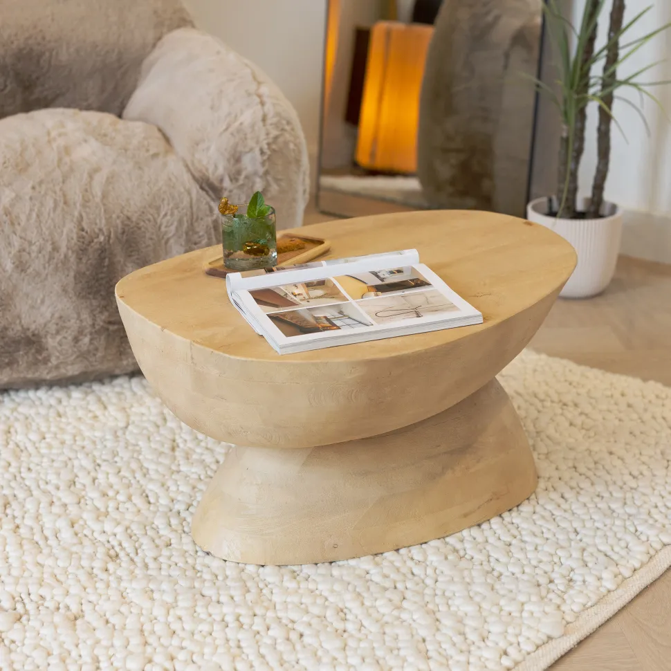 Salontafel Cobble Mangohout, 75 x 59cm