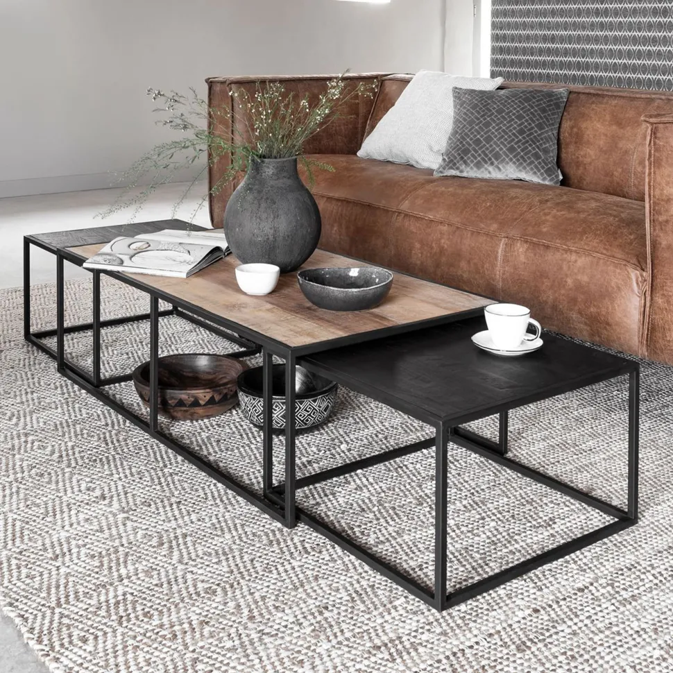 Salontafel Cosmo Teakhout, Set van 3 stuks