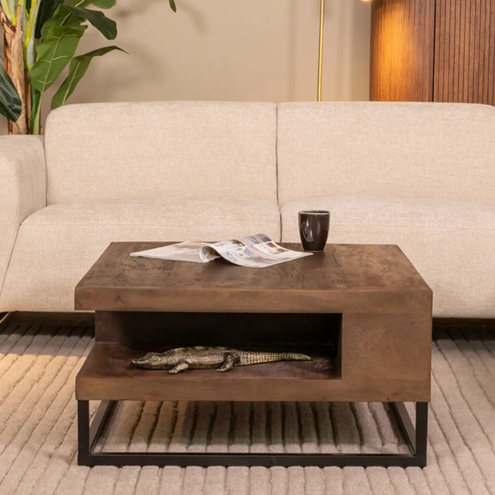 Salontafel Cube Mangohout, 80 x 80cm