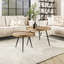 Salontafel Derrick, Metaal, Set van 2, kleur Antiek Brons