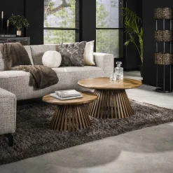 Salontafel Jean-Claude Set van 2 stuks, Mangohout, kleur Naturel