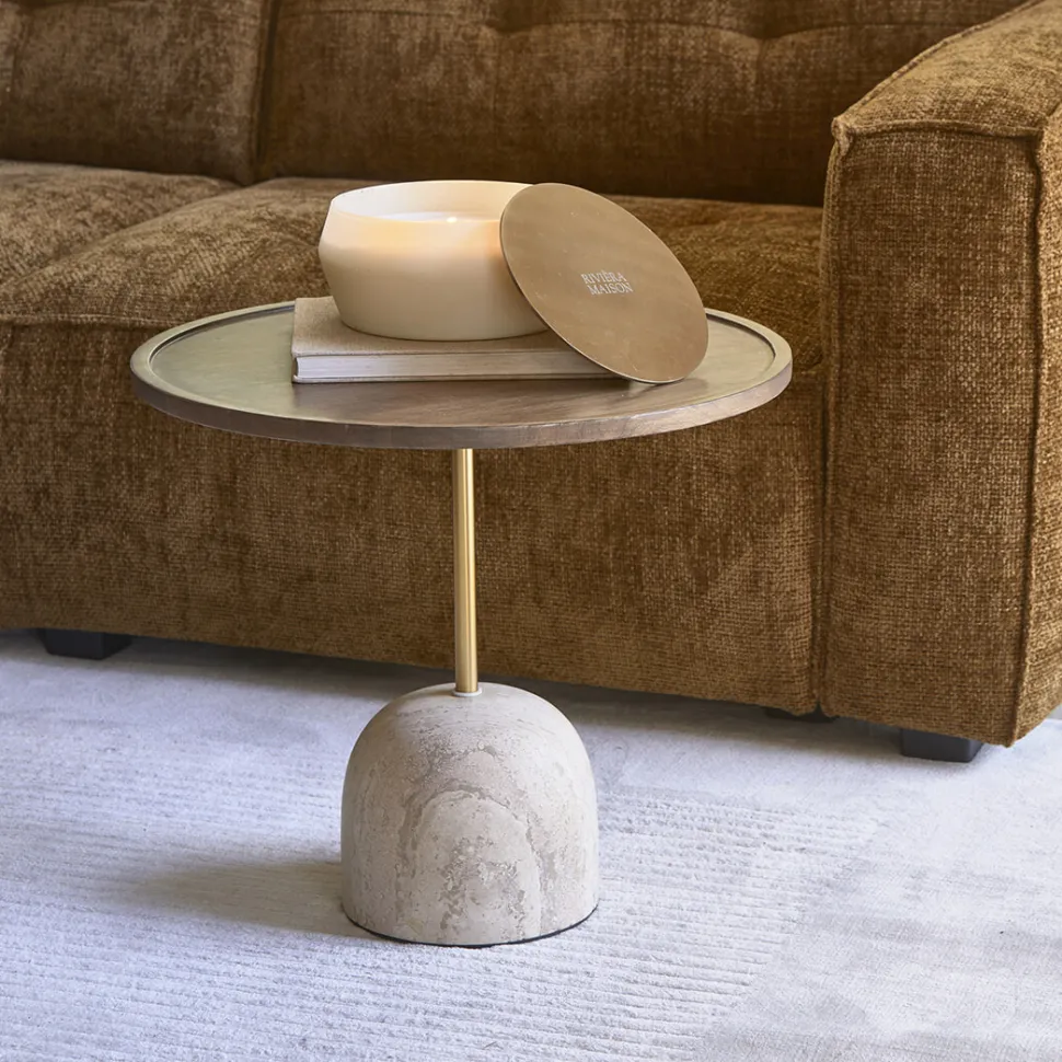 Salontafel Malibu Travertin en mangohout, 55cm