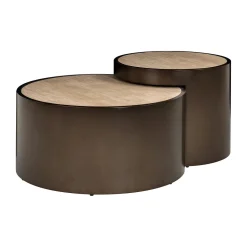 Salontafel Ronson Travertinlook / Brons, Set van 2 stuks