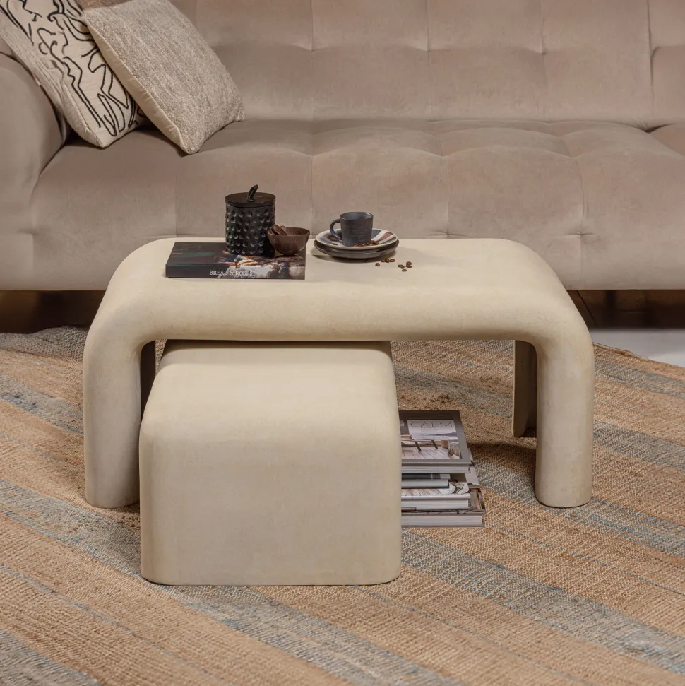 Salontafel Stani Set van 2 stuks, Betonlook, 92 x 42cm