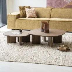 Salontafel Stef Eiken, kleur Bruin, Set van 2 stuks