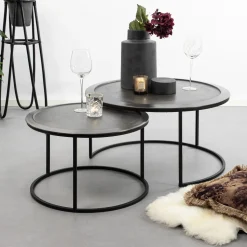 Salontafel Talca Set van 2 stuks, 60/78cm, kleur Antiek Lood