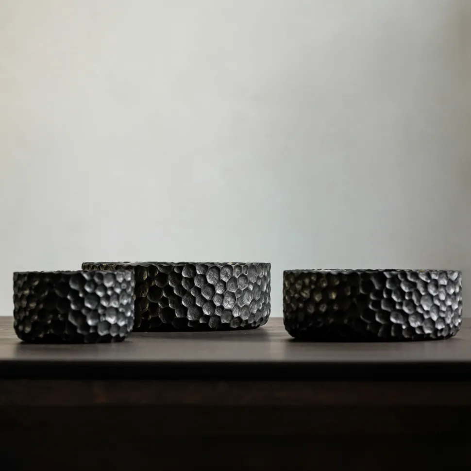 Schaal Chopped Mahoniehout, Set van 3 stuks