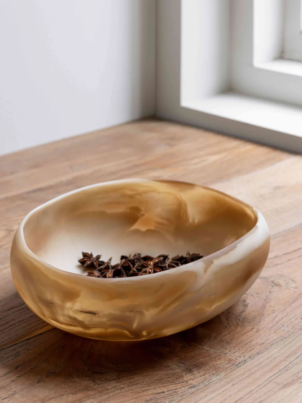 Schaal Rafael, Ø25 cm, kleur Bruin en Wit