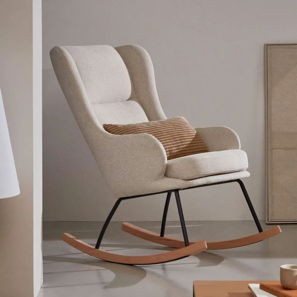 Schommelstoel Maustin Chenille, kleur Beige