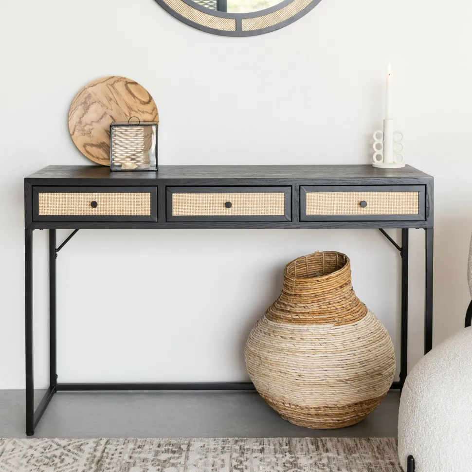 Sidetable Abraham Hout en rotan, 120cm