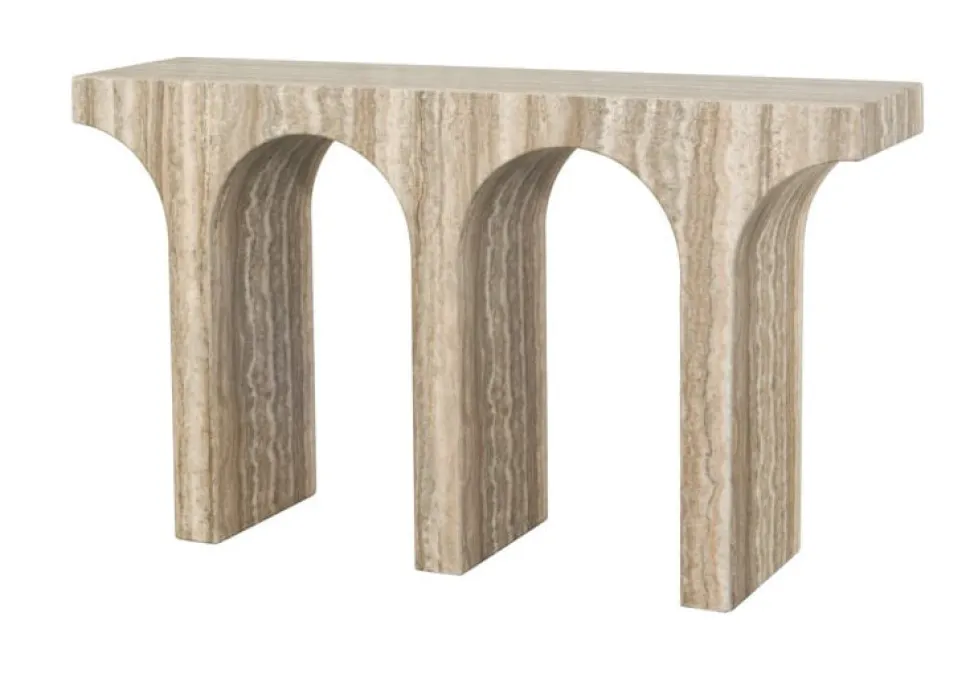 Sidetable Dulce Marmer en travertinlook, 140cm