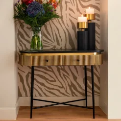 Sidetable Ironville Marmer en Brass, 100cm