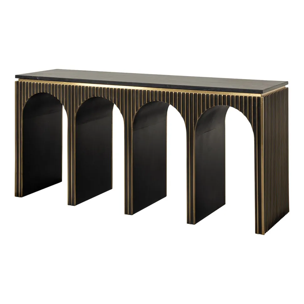 Sidetable Les Arcs Marmer en brass, 160cm
