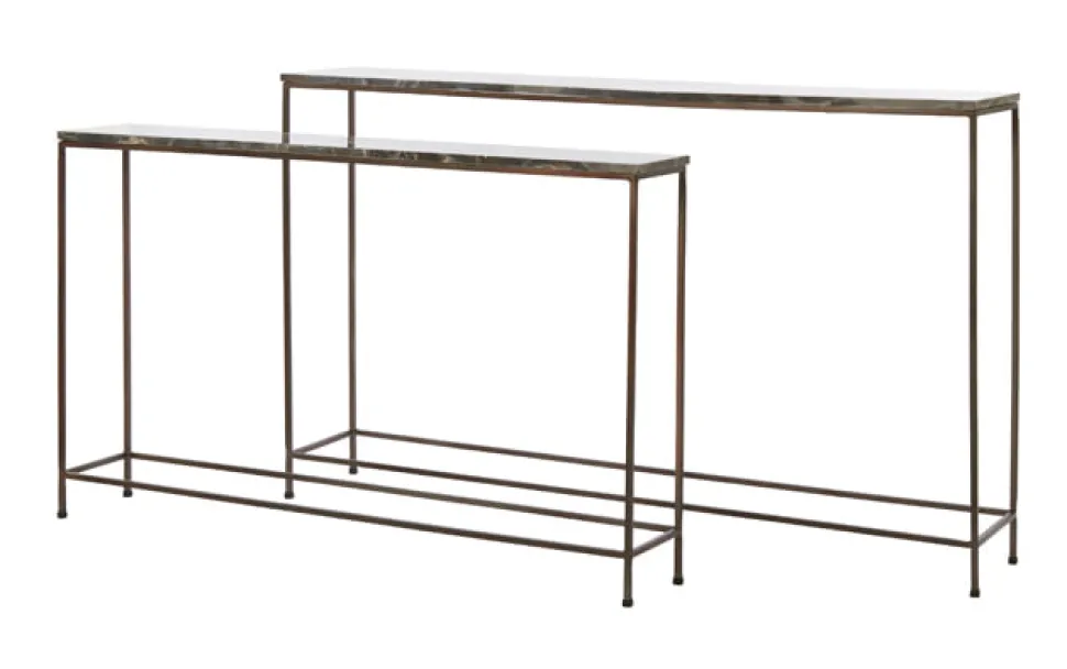 Sidetable Morena Set van 2 stuks, Marmer, kleur Bruin