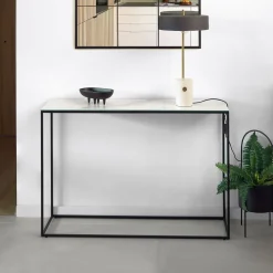 Sidetable Rewena Keramiek met marmer-look 110cm, kleur Wit