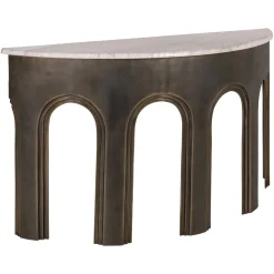 Sidetable Sanchis Marmer en Brass Antique, 140cm
