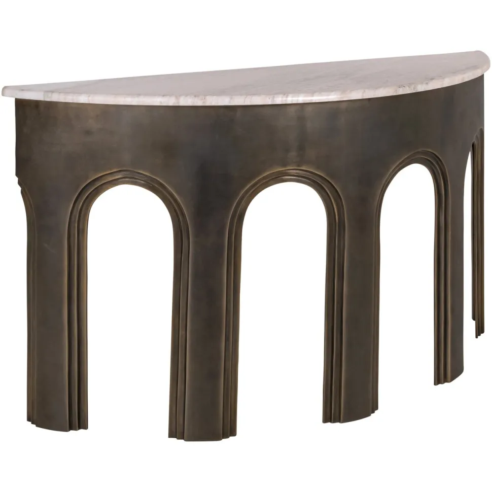 Sidetable Sanchis Marmer en Brass Antique, 140cm