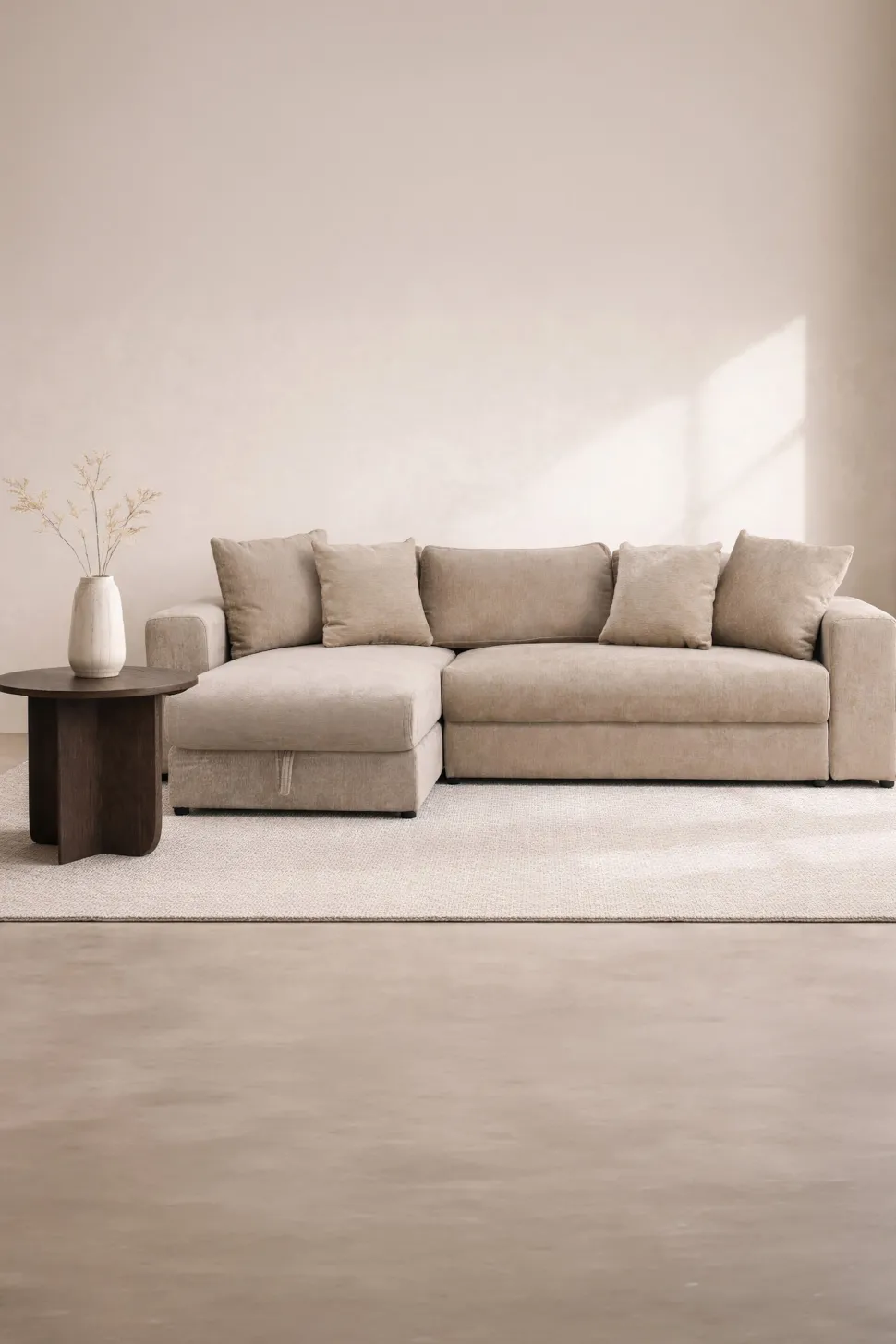 Slaapbank Sokhom Velvet, kleur Beige