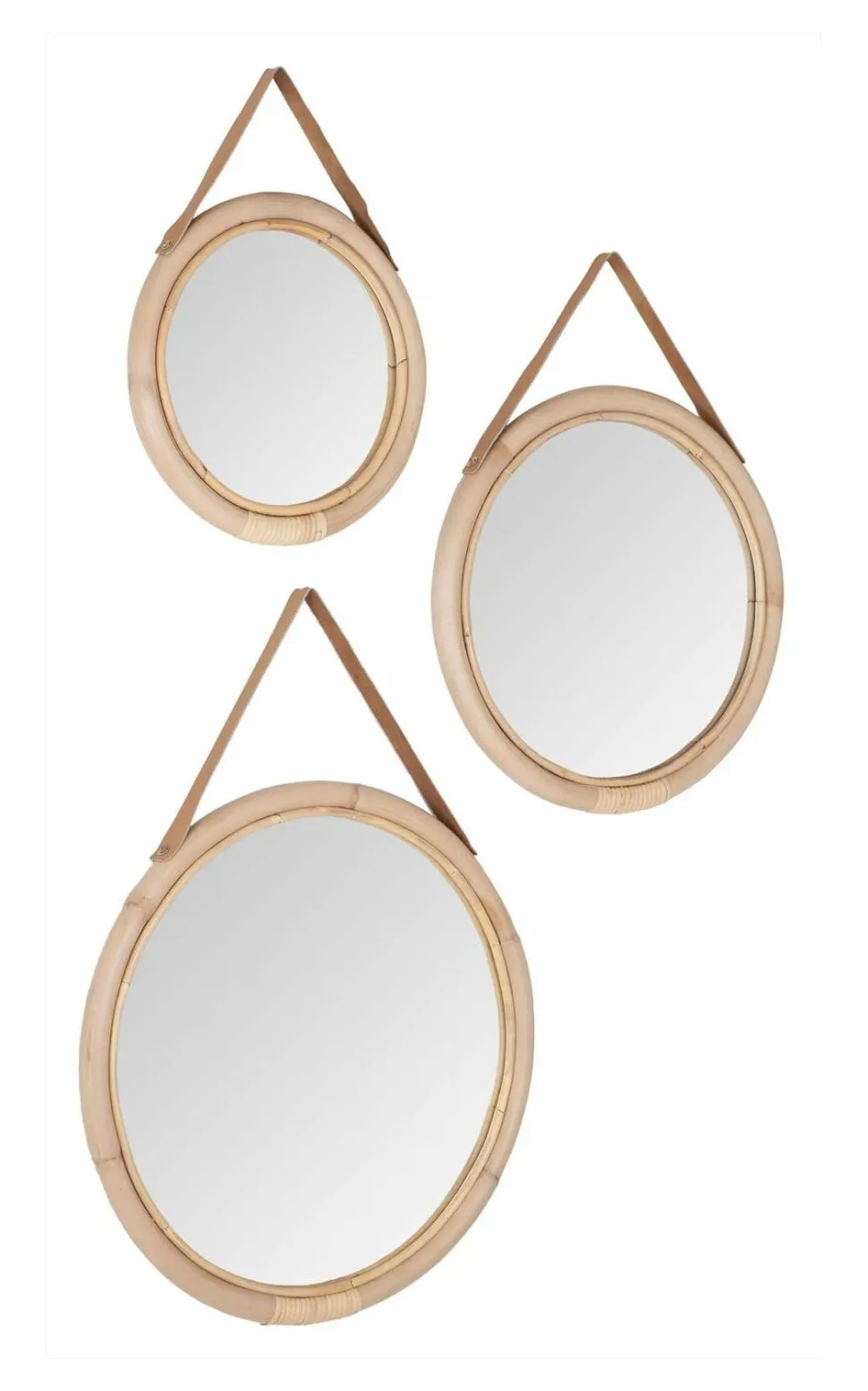 Spiegel San Jose Rotan, Set van 3 stuks
