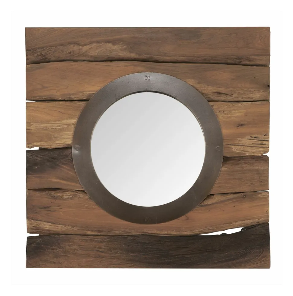 Spiegel Smile Teakhout, 50 x 50cm