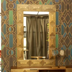 Spiegel Volan mangohout, 110x70cm, kleur goud